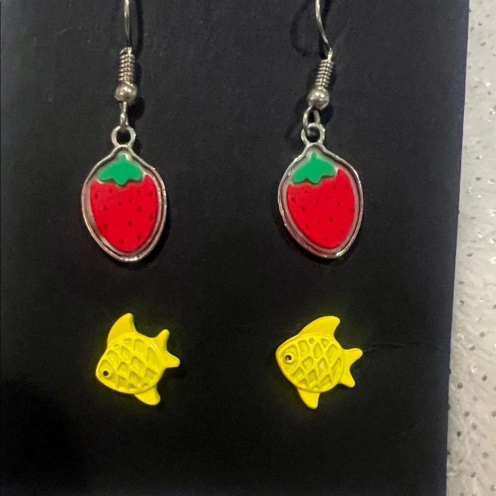 Strawberry and Fish Earrings Sets